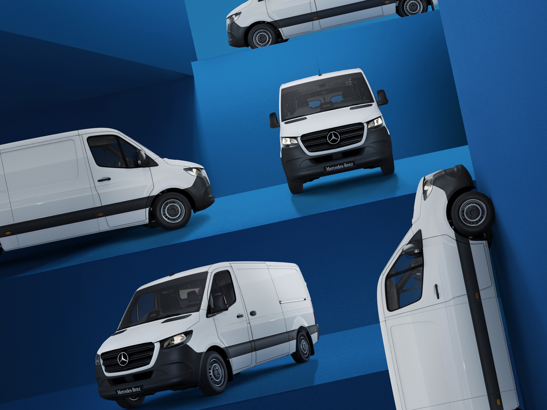 Various Mercedes-Benz Sprinter 311s against a dark blue backdrop