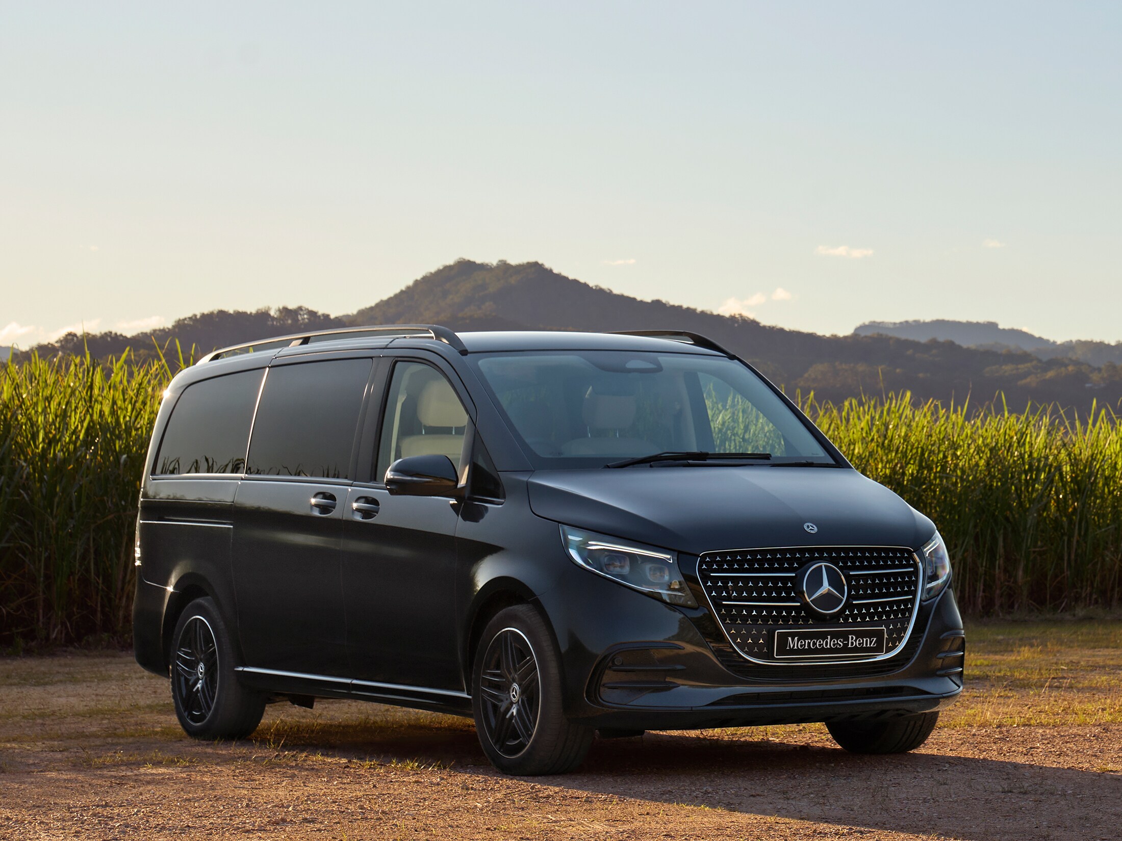 Mercedes-Benz V-Class, against a mountain range