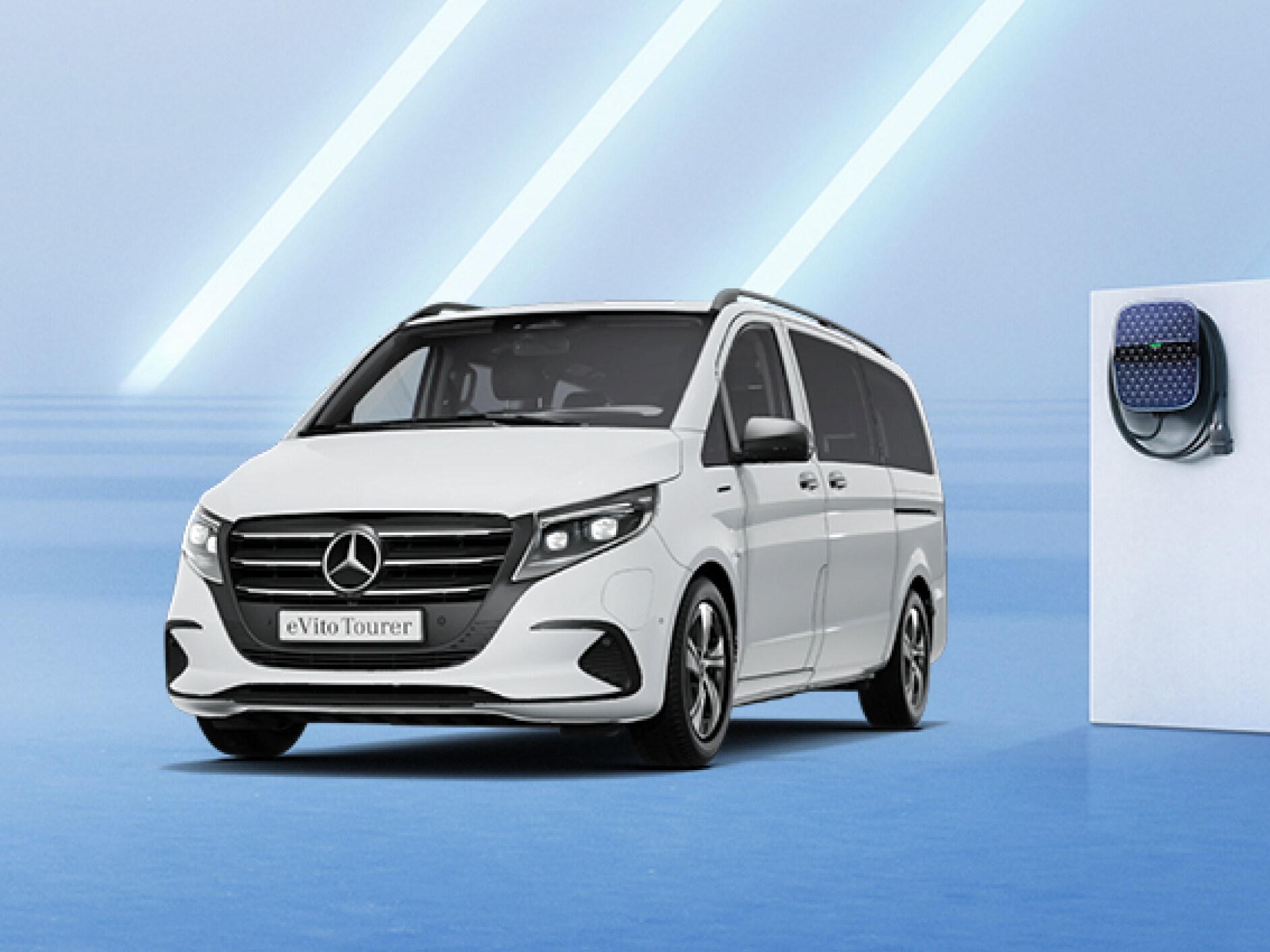 The Mercedes-Benz eVito Tourer at a charging station.