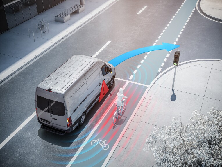 This assistance system1 can give you visual and audible warnings to make you aware of road users in the blind spot on the co-driver's side.