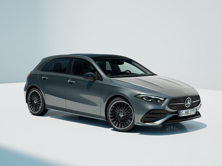 A front view of the A-Class Hatchback from Mercedes-Benz.