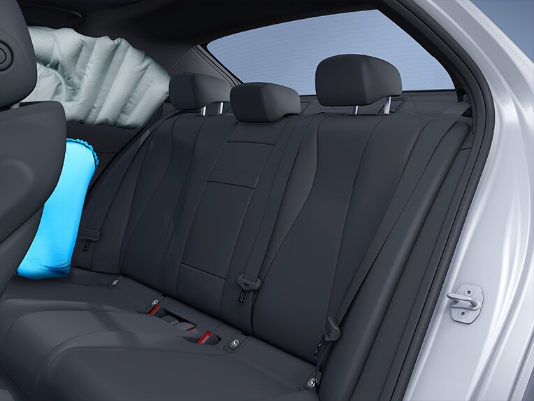 An illustration of how the side impact airbags in the rear work in the Mercedes-Benz A-Class Hatchback.