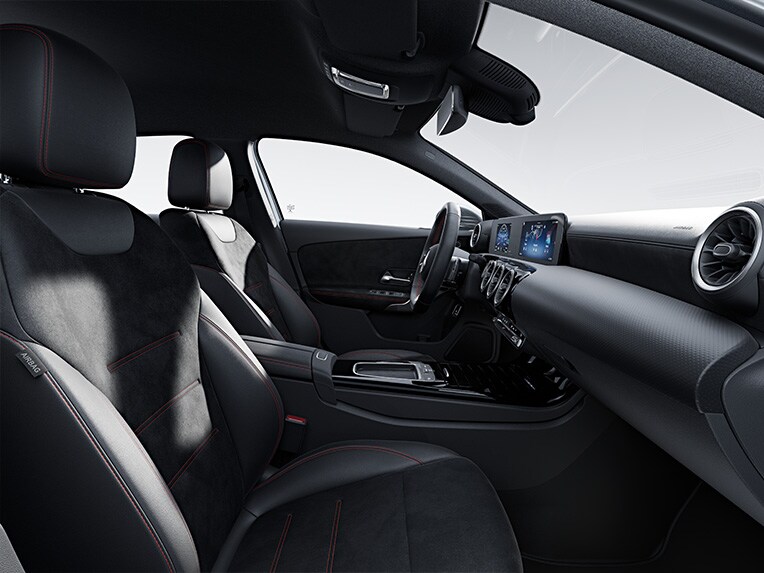 The interior of the Mercedes-Benz A-Class Sedan with the AMG Line equipment line.