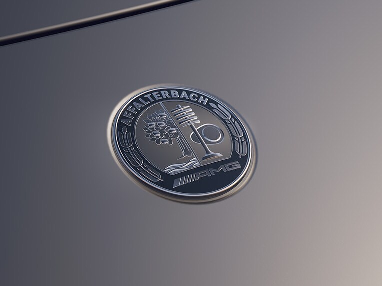The Mercedes-AMG crest.