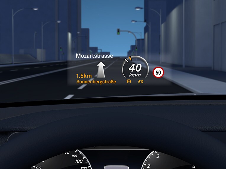 The head-up display in the new Mercedes-AMG GT Coupé.