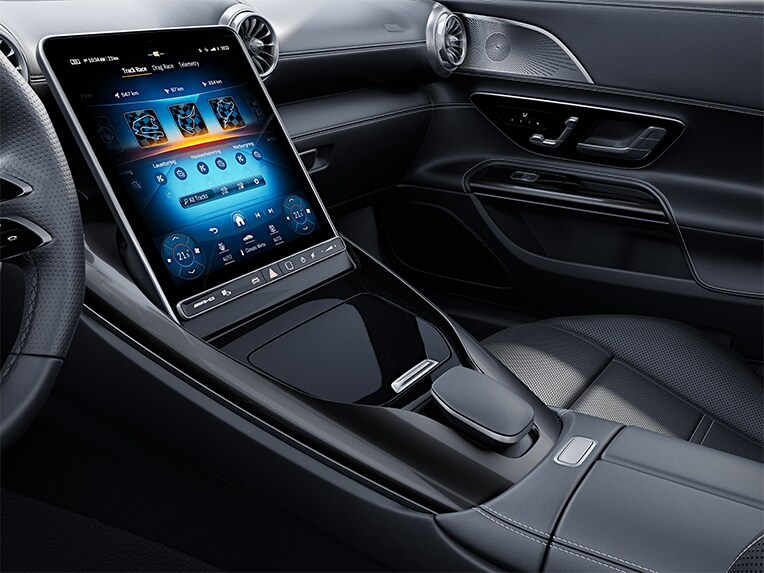 The MANUFAKTUR trim elements in black chrome in the new Mercedes-AMG GT Coupé.