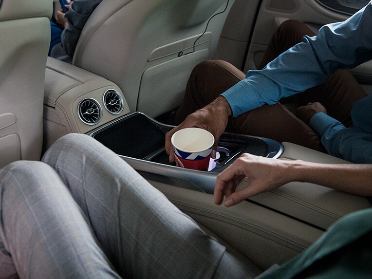 The interior of a Mercedes-Benz vehicle.