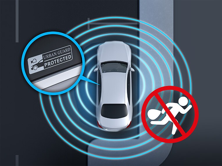 A visualisation of the URBAN GUARD vehicle protection in the Mercedes-Benz C-Class Cabriolet.