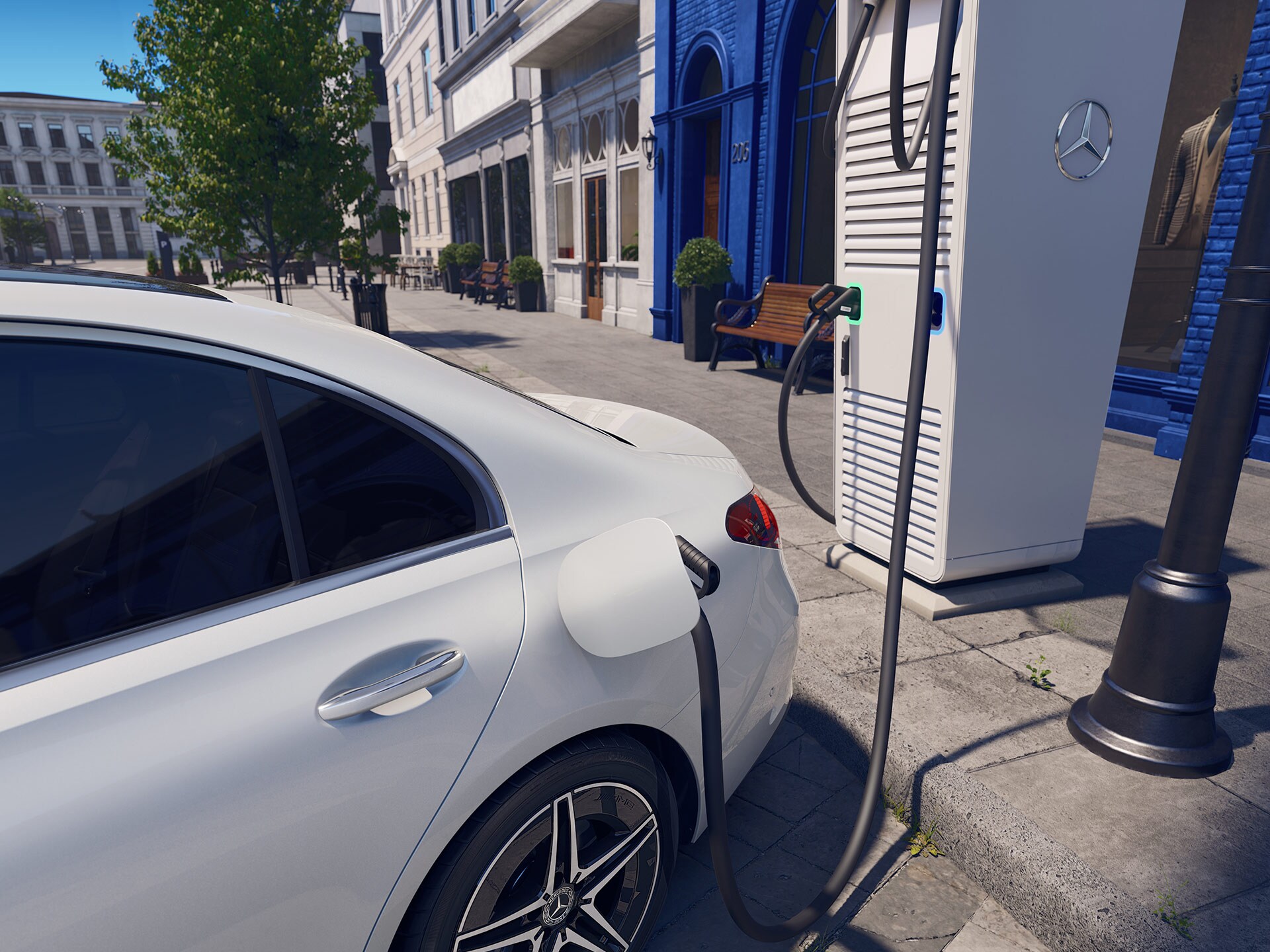 The range of the new C-Class Saloon as a plug-in hybrid from Mercedes-Benz.
