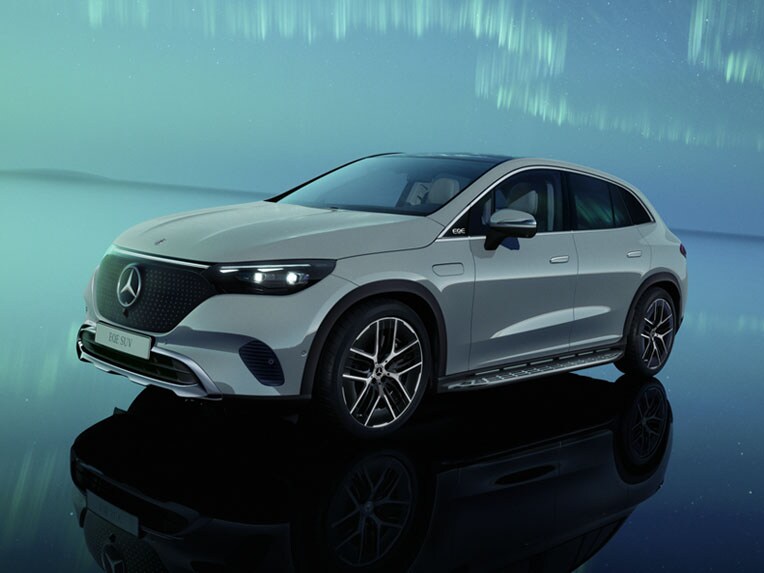 The EQE SUV by Mercedes-Benz in a side front view.