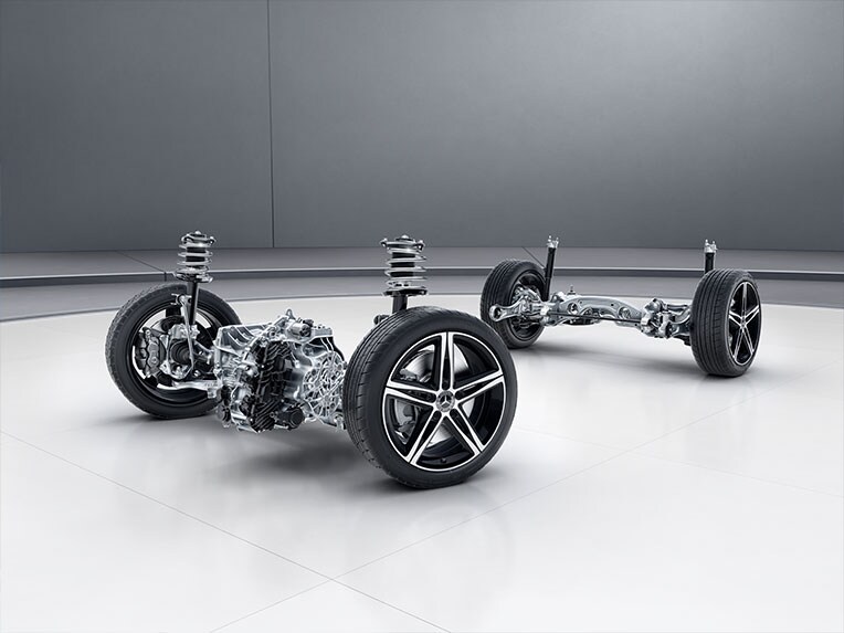 Suspension with adaptive adjustable damping of the new Mercedes-Benz CLA Coupé.
