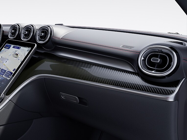 The AMG carbon-fibre trim element in the CLE Cabriolet from Mercedes-AMG.