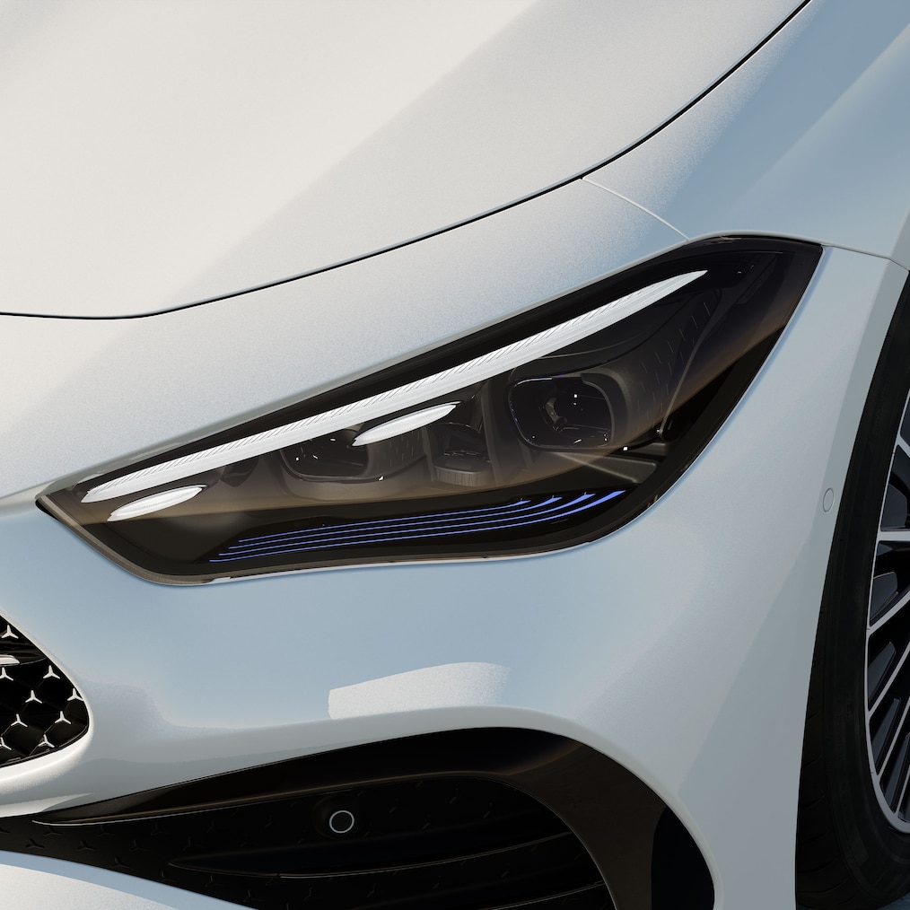 A headlamp with DIGITAL LIGHT from the Mercedes-Benz CLE Cabriolet.