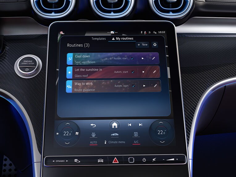 The cockpit of the CLE Coupé from Mercedes-Benz.
