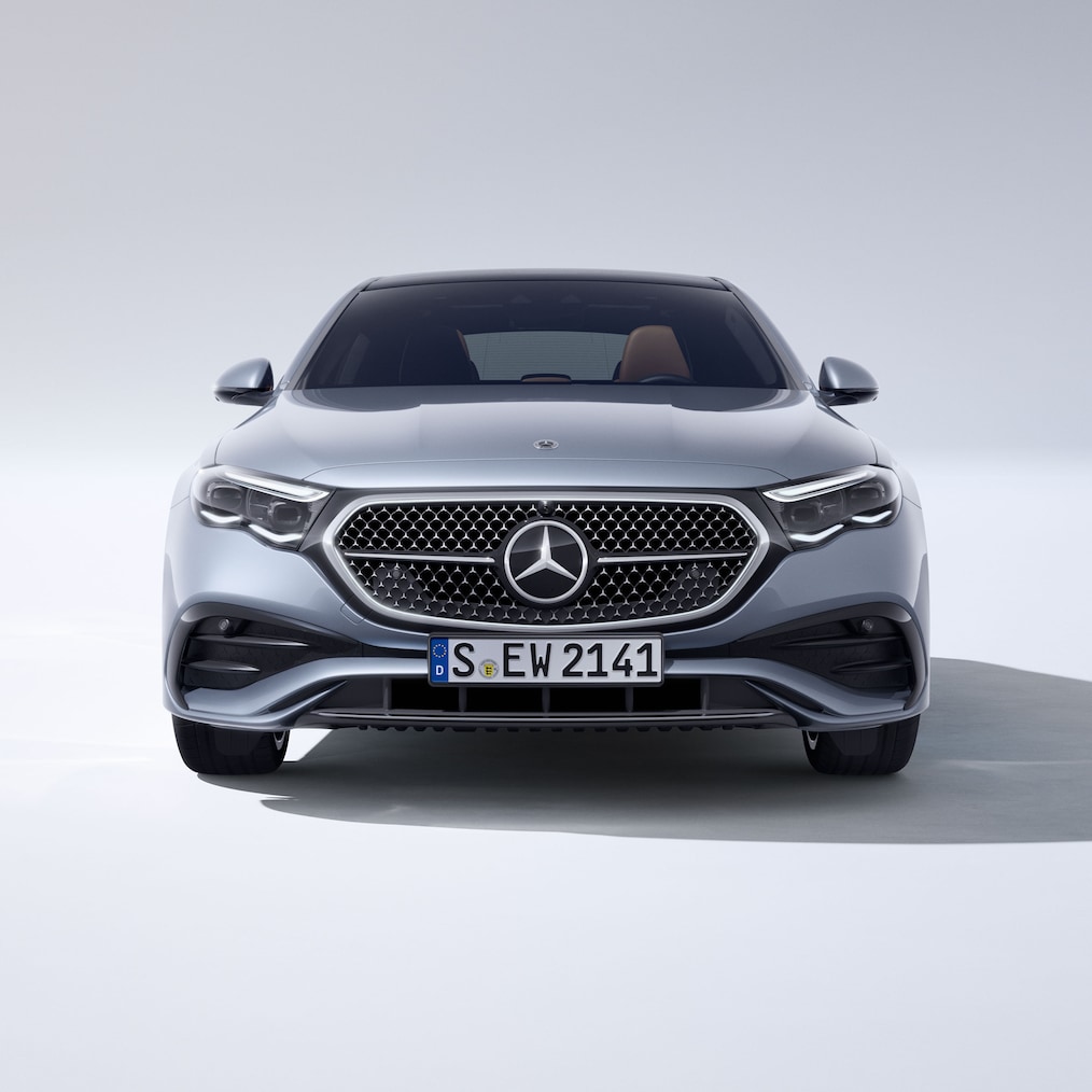 A front view of the E-Class Saloon from Mercedes-Benz.