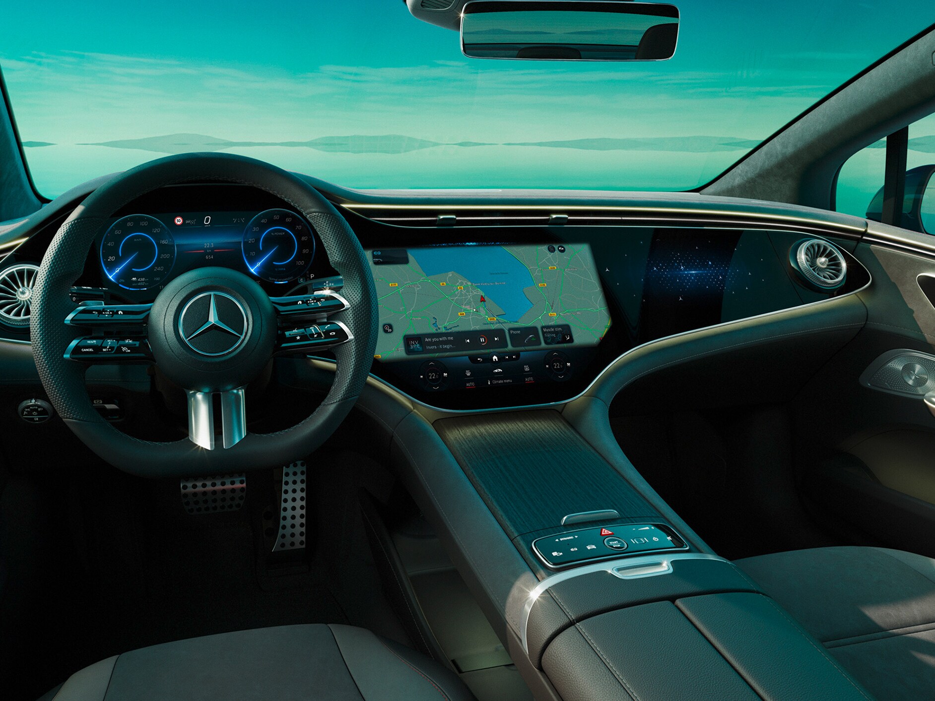 The interior of the EQE Sedan from Mercedes-Benz