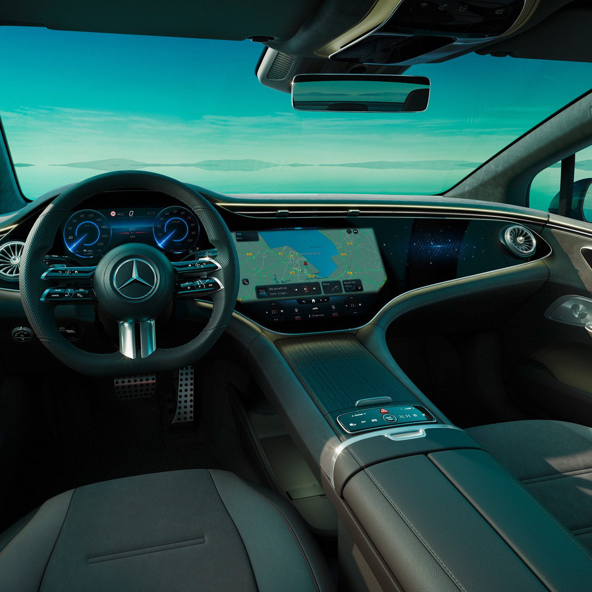 Insurance | EQE Sedan | Mercedes-Benz The interior of the EQE Sedan from Mercedes-Benz