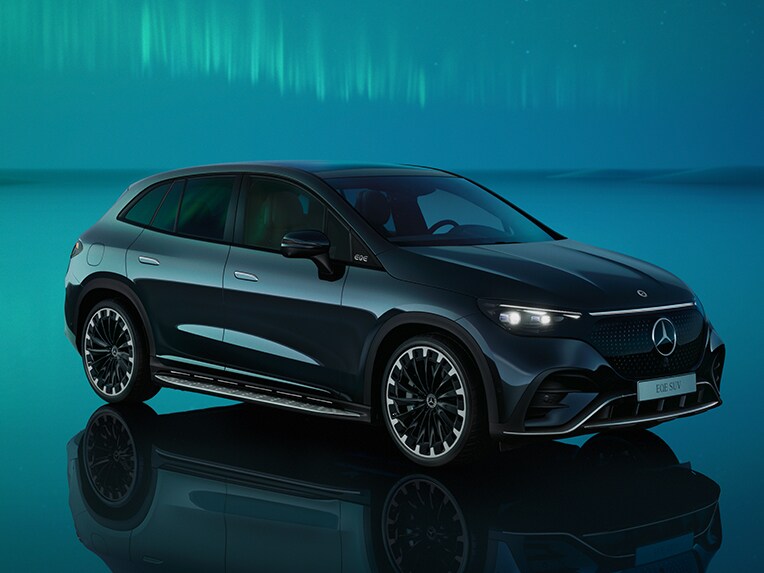 Front side view of the new EQE SUV from Mercedes-Benz.