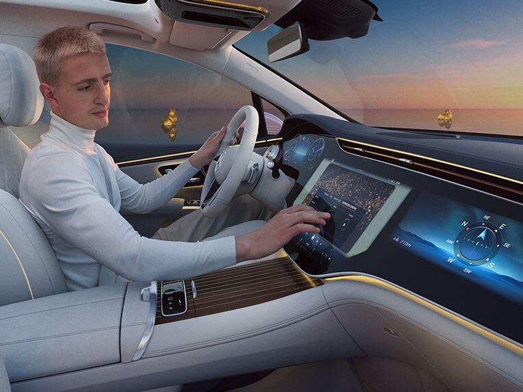 A section of the EQS SUV Interior with ENERGIZING Package Plus.