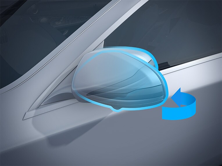 A graphic representation of the mirror package in the EQS SUV from Mercedes-Benz.