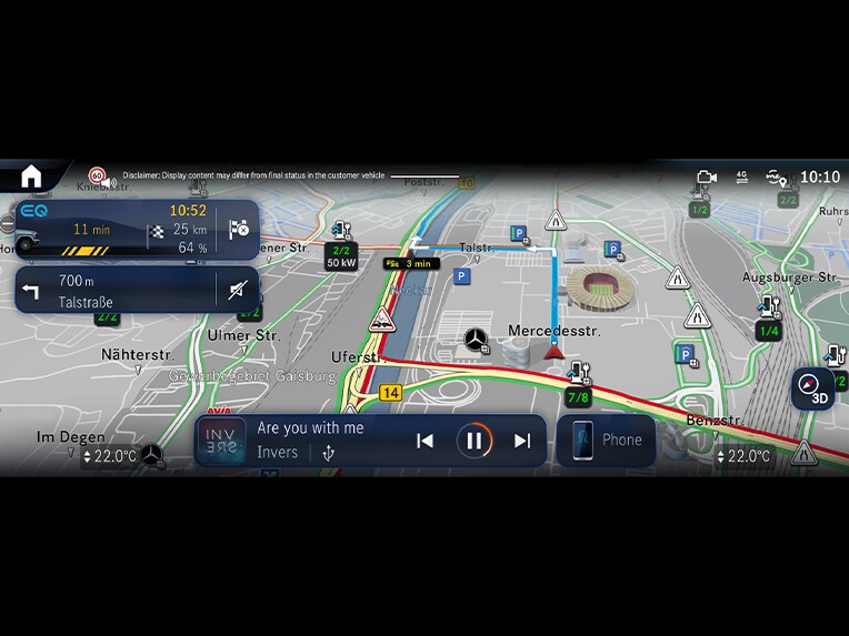 Navigation with Electric Intelligence in the Mercedes-Benz all-electric G-Class.