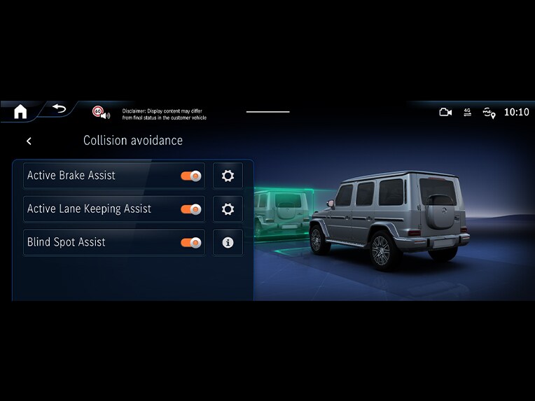 Active Brake Assist in the Mercedes-Benz all-electric G-Class.