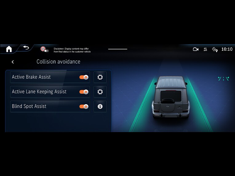 Active Lane Keeping Assist in the Mercedes-Benz all-electric G-Class.