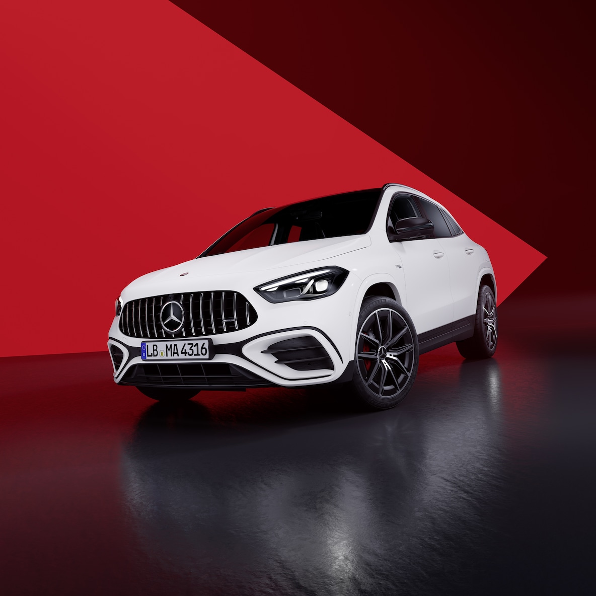 Front side view of a Mercedes-AMG GLA 35 4MATIC.