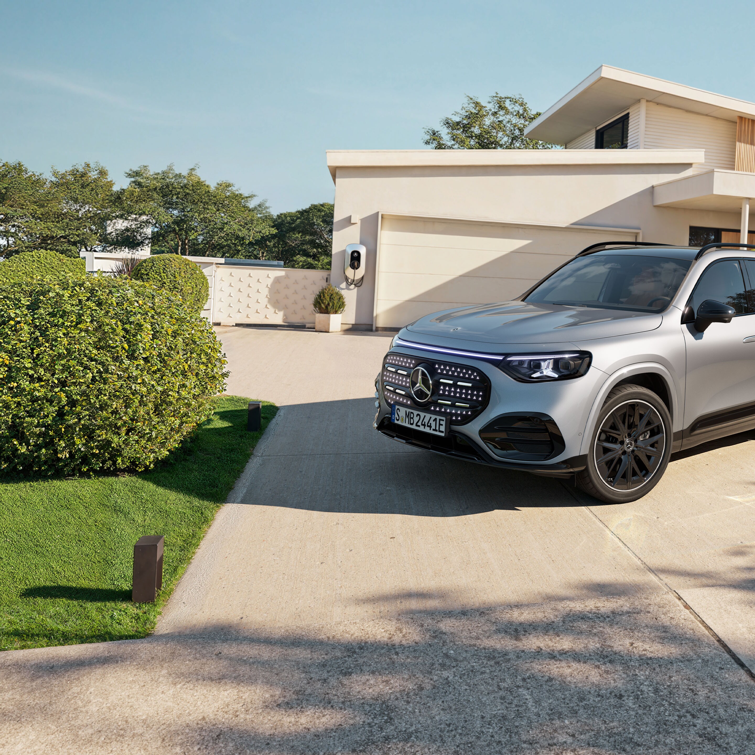 The exterior of the all new electric GLB from Mercedes-Benz.