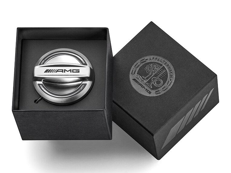 The AMG fuel filler cap of the new Mercedes-AMG GLC Coupé.