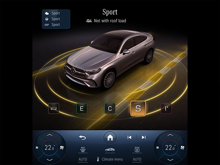 The DYNAMIC SELECT driving program of the Mercedes-Benz GLC Coupé.