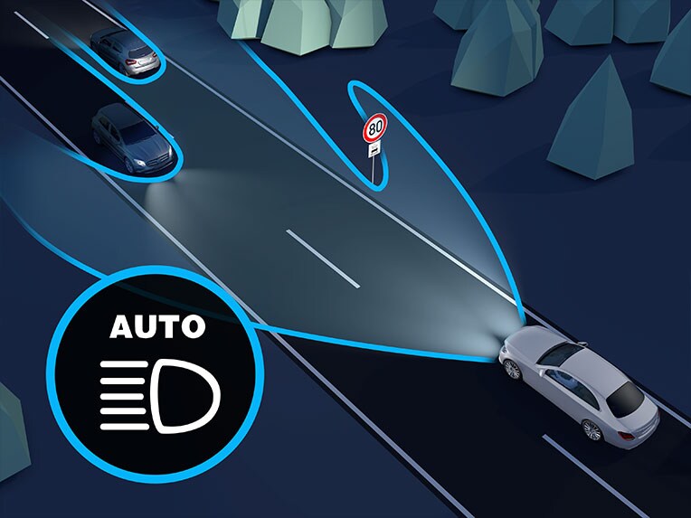 Operating principle of Adaptive Main Beam Assist Plus in the Mercedes-Maybach GLS.