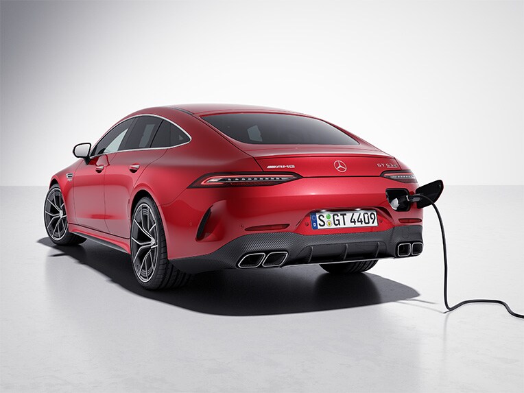 A Mercedes-AMG vehicle during the charging process.
