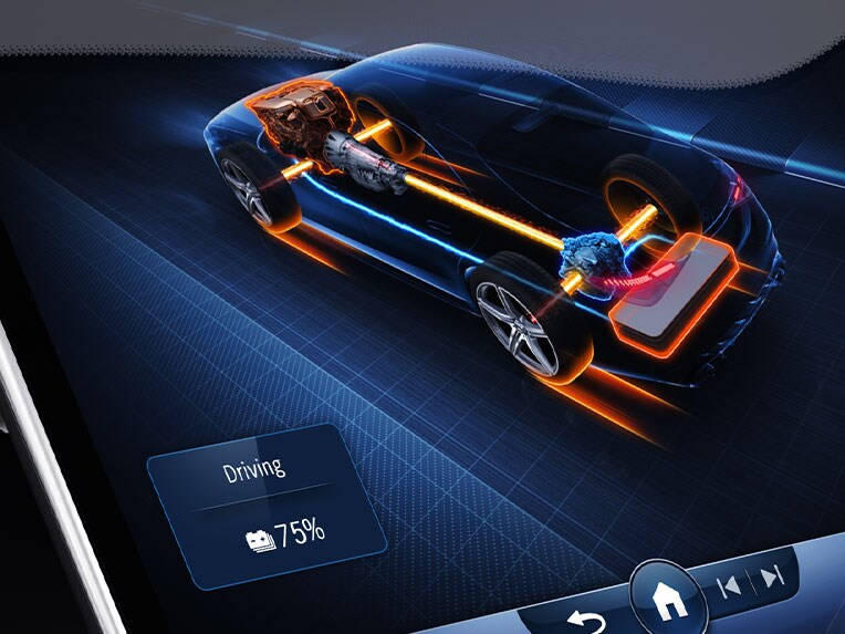 The media display in a Mercedes-AMG vehicle.