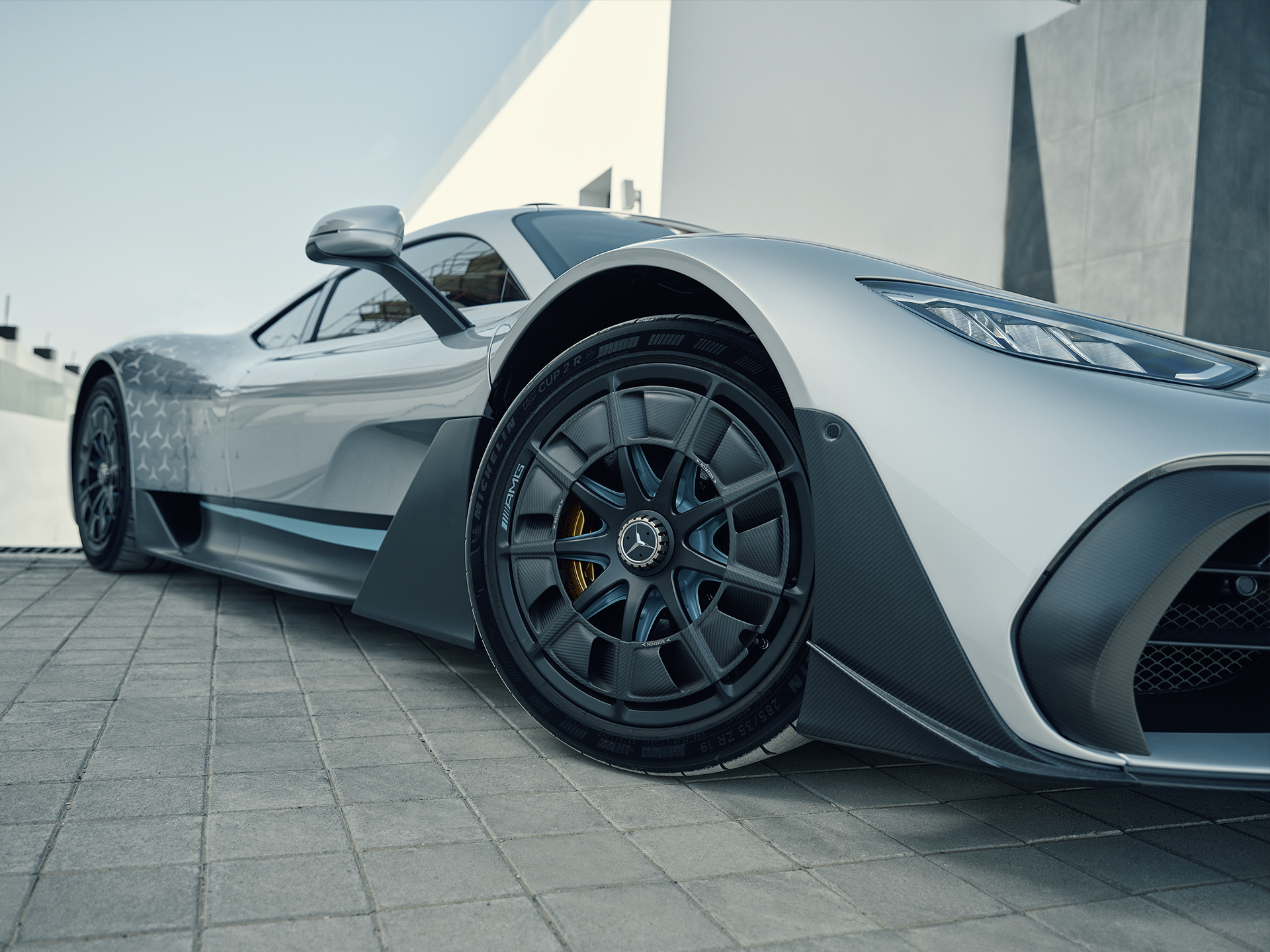 Hyper performance | ONE | Mercedes-AMG Detailed view of a rim on the Mercedes-AMG ONE.