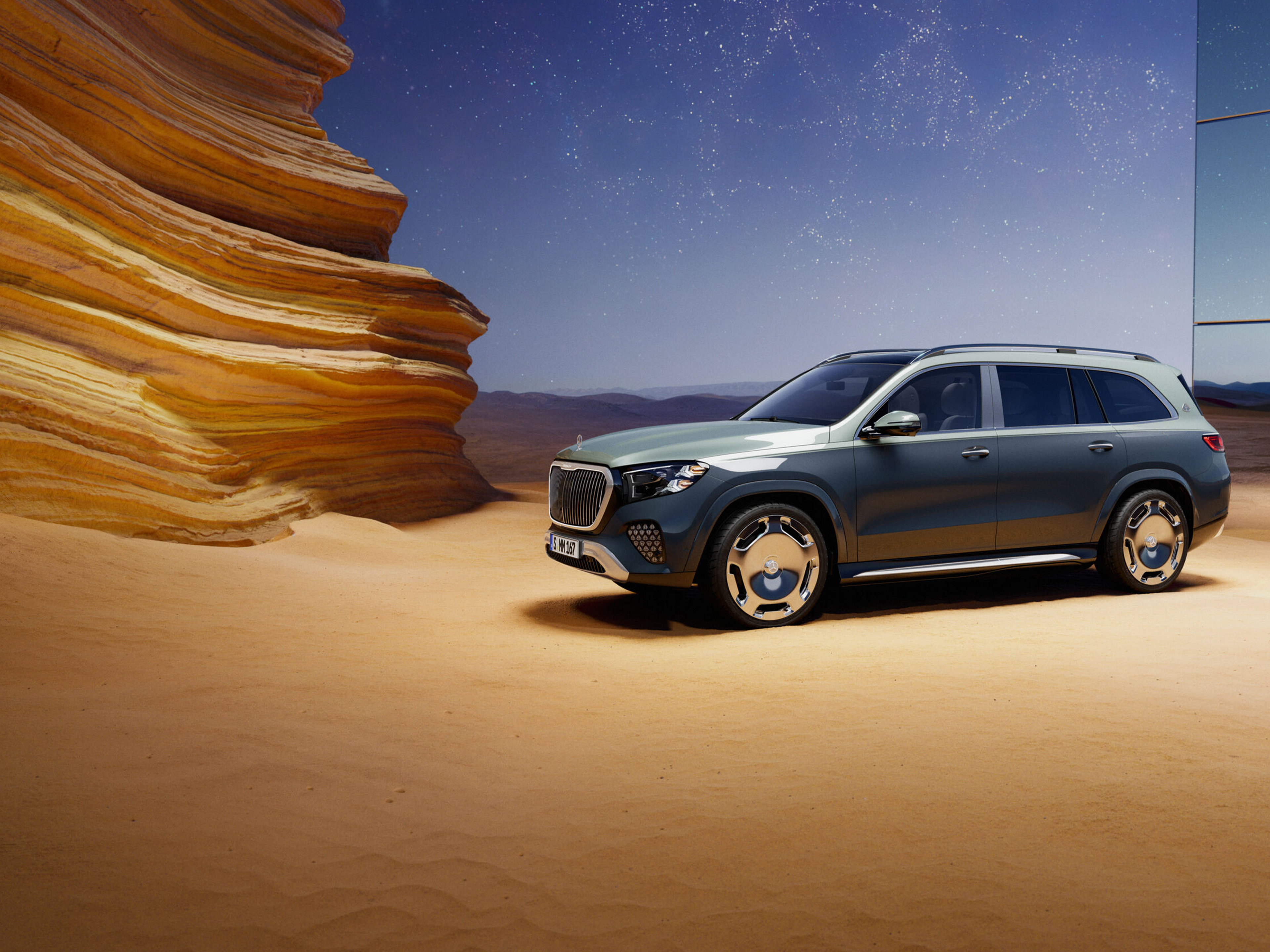 GLS SUV | Trademark | Mercedes-Maybach Front view of the Mercedes-Maybach GLS SUV.