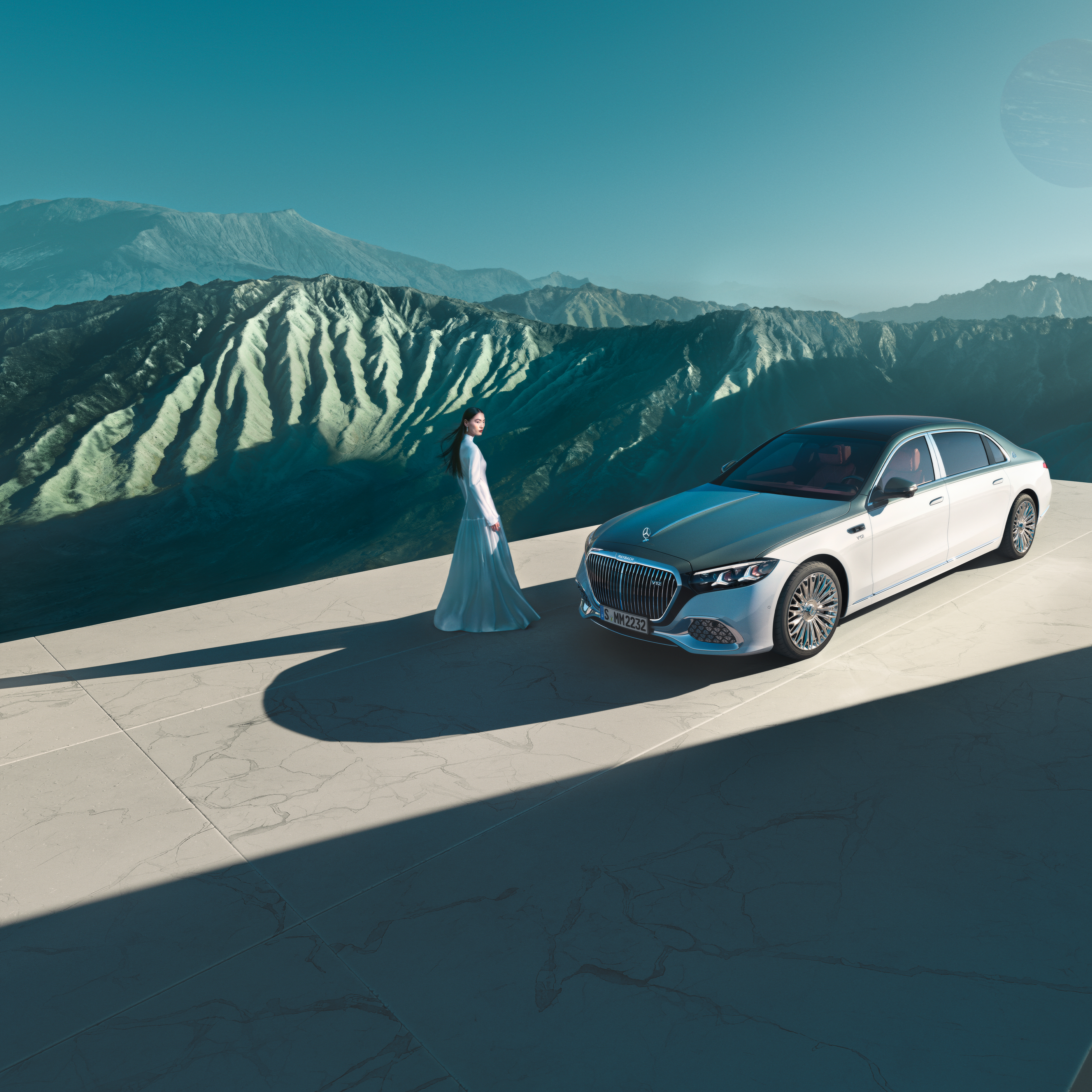 Trademark | Mercedes-Maybach A Mercedes-Maybach with two-tone paintwork in different views.