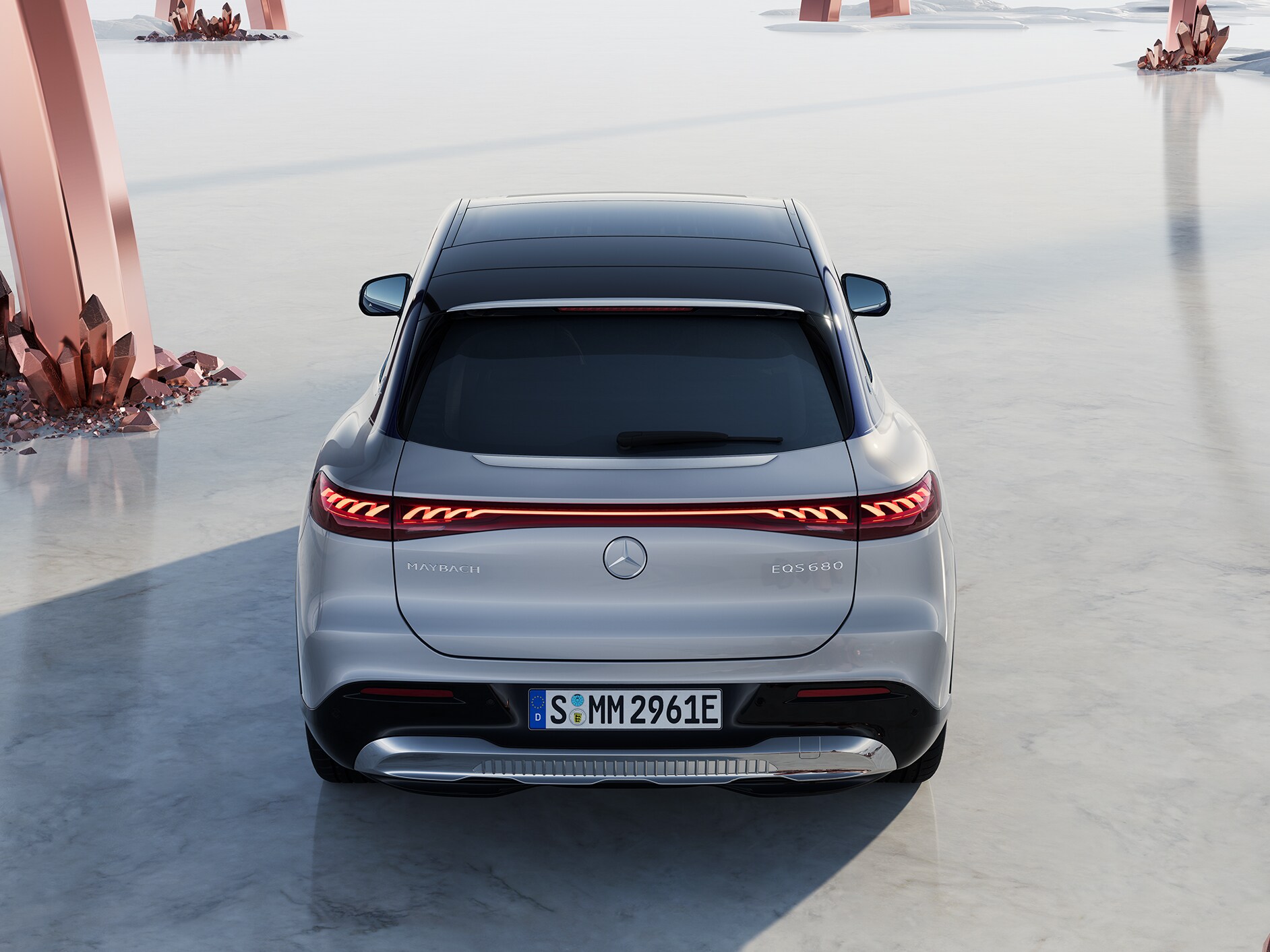 Rear view of the Mercedes-Maybach EQS SUV.
