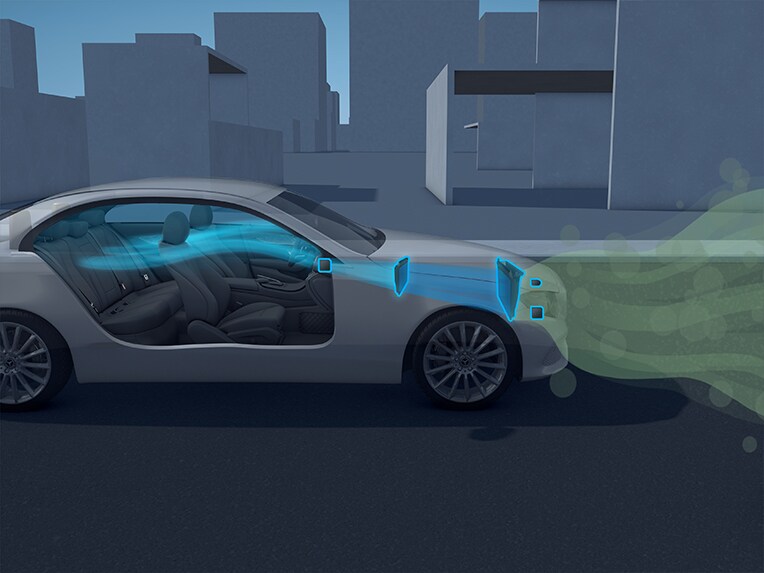 An illustration of the ENERGIZING AIR CONTROL Plus of the Mercedes-Maybach EQS SUV.