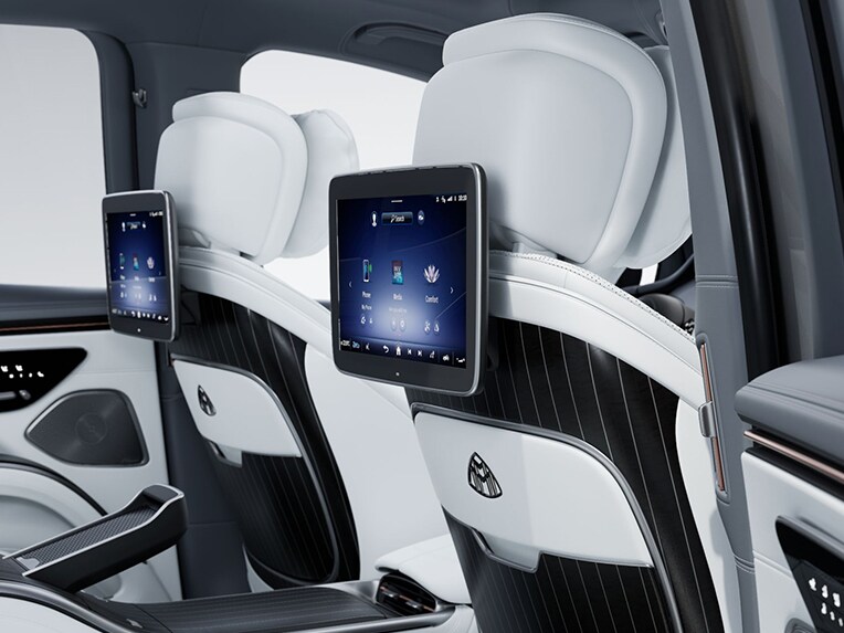 MANUFAKTUR backrest trim in the interior of the luxury Mercedes-Maybach EQS SUV.