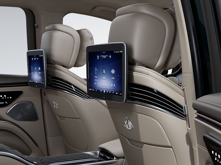 MANUFAKTUR Exclusive Leather Package in the interior of the luxury Mercedes-Maybach EQS SUV.