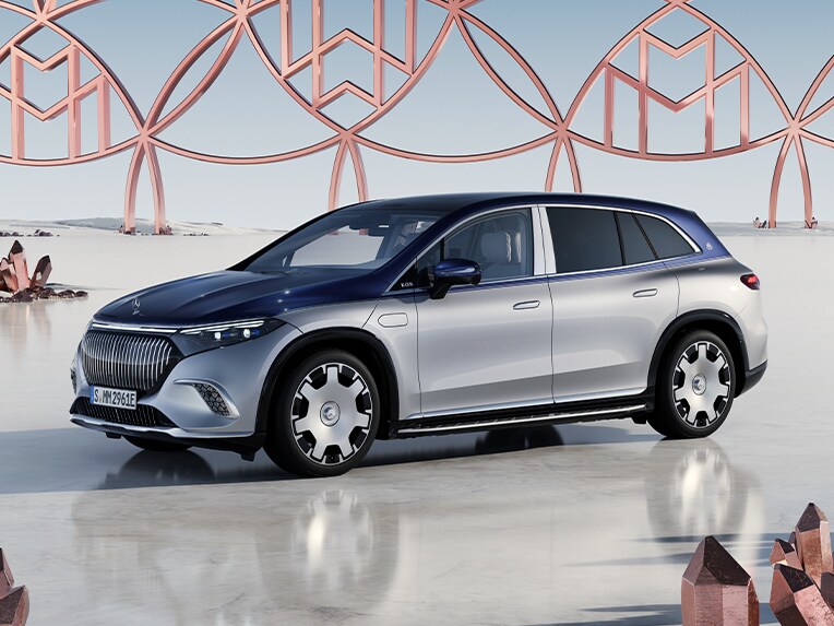 Side front view of the Mercedes-Maybach EQS SUV.