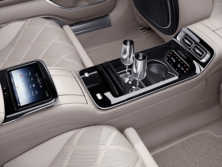 The Mercedes-Maybach S-Class silver champagne goblets.