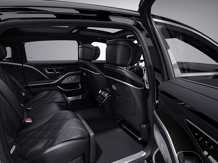 The interior of the Mercedes-Maybach S-Class with Exclusive trim elements package.