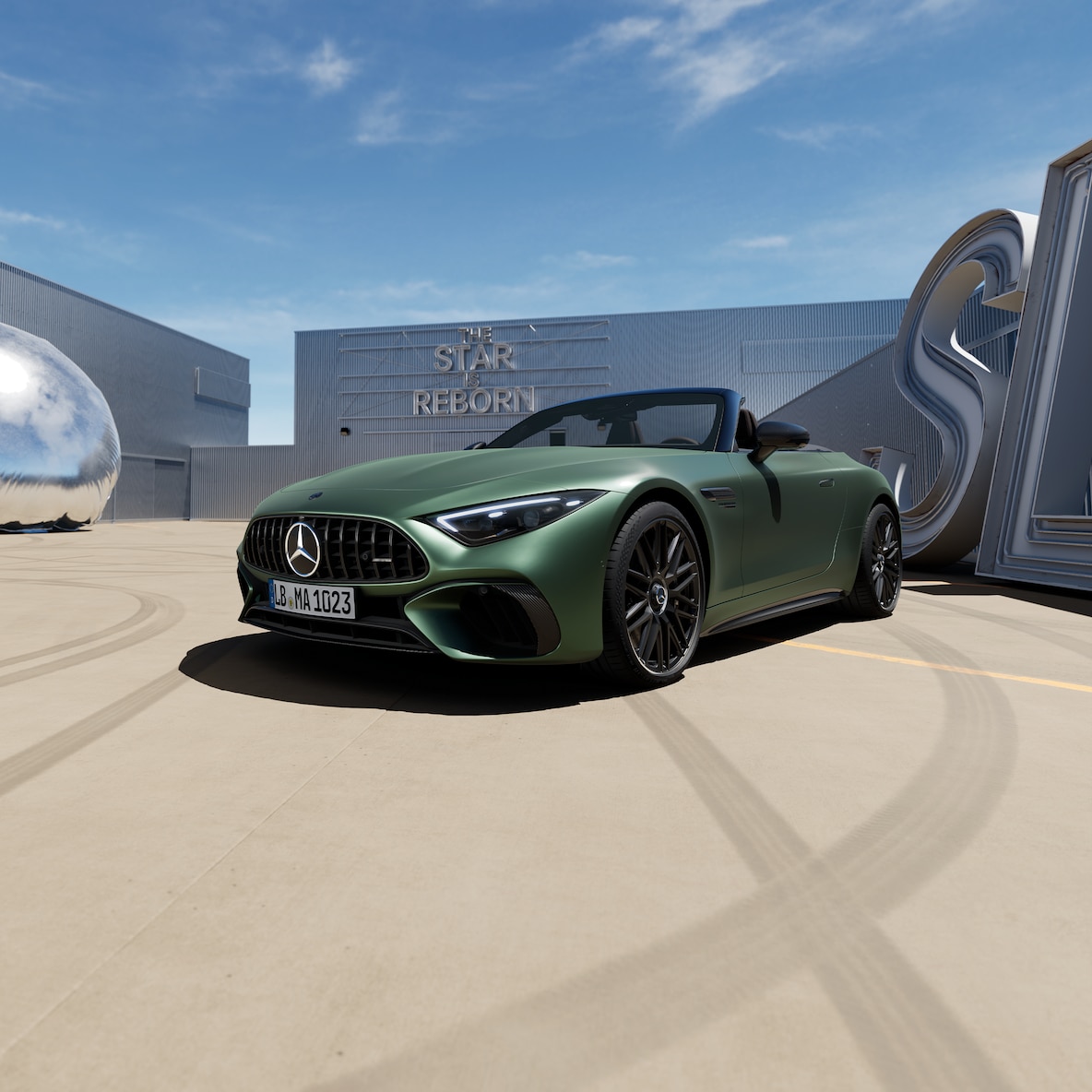 Side view of the exterior of the Mercedes-AMG SL Roadster.