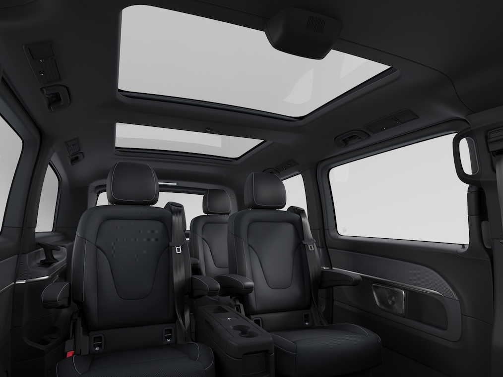 The passenger compartment of the Mercedes-Benz V-Class.