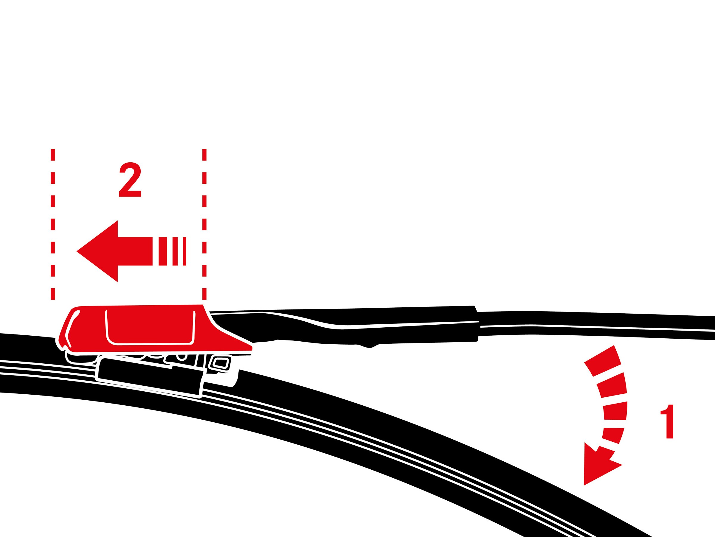 Push the clip away from the wiper blade.