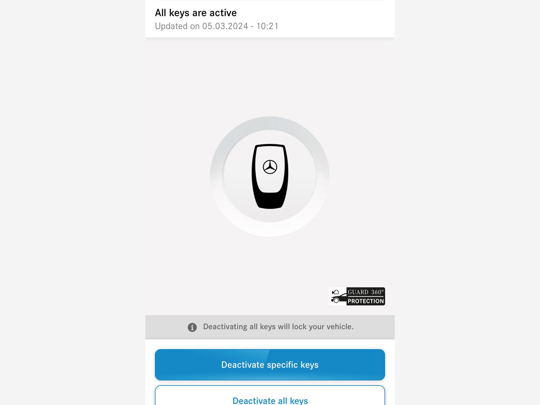 The menu of the Emergency Key Deactivation Digital Extra is displayed here on a smartphone.