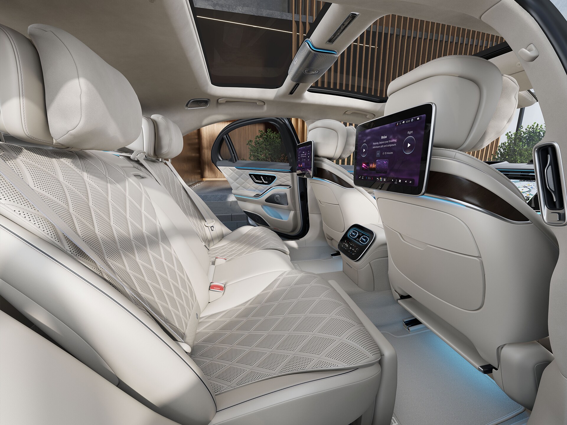 Interior view of a Mercedes-Benz car.