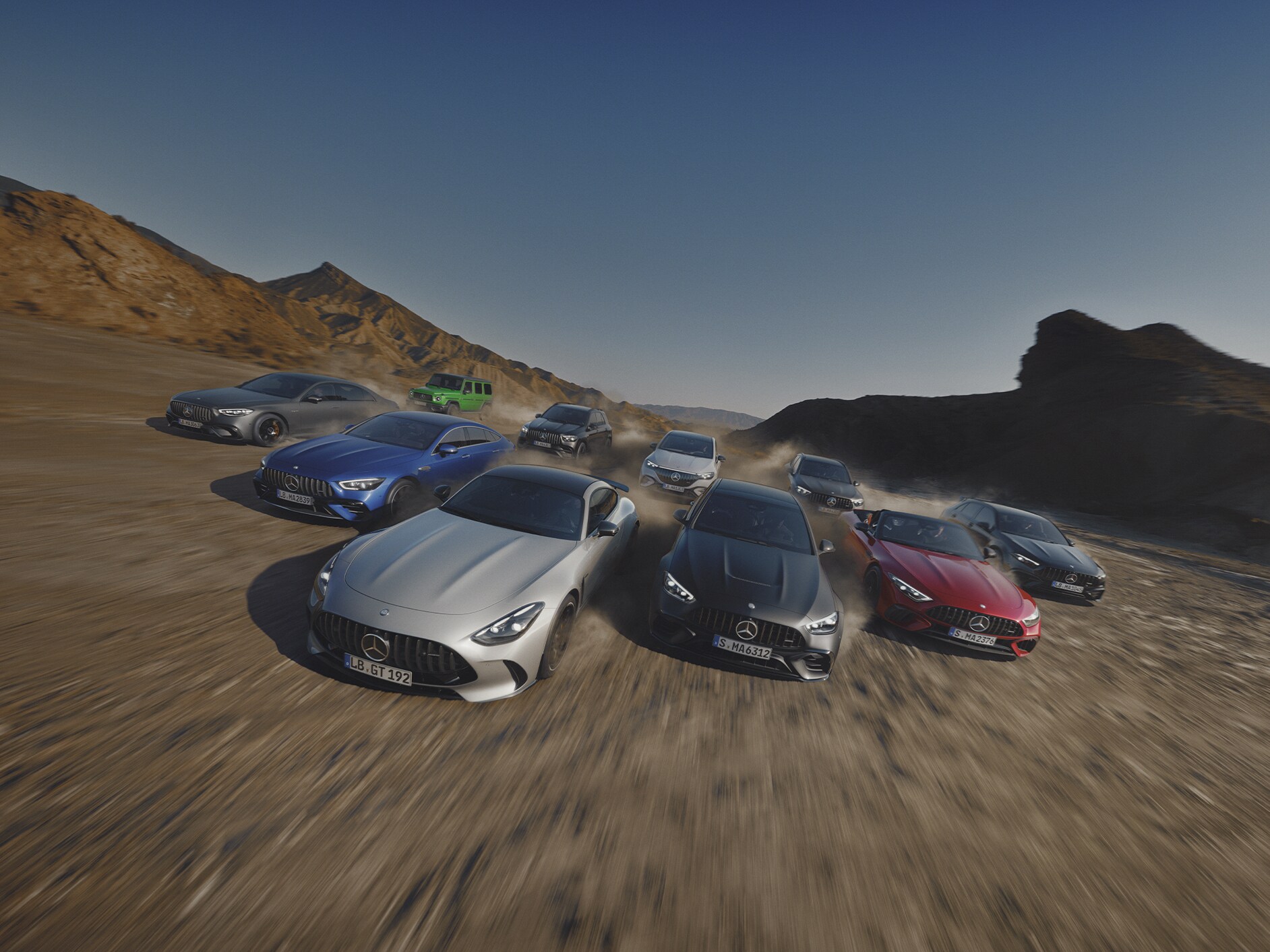 Group of Mercedes-AMG cars.